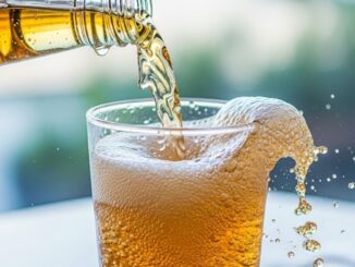 Bibita che viene versata in un bicchiere che quasi esce fuori a causa delle bolle.