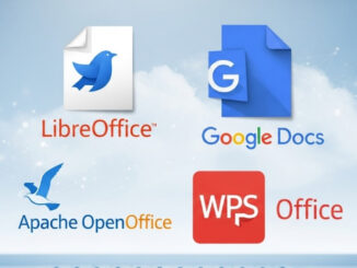 Un'immagine che mostra le icone di diverse alternative gratuite a Microsoft Office, come i loghi di LibreOffice e Google Docs, disposte su uno sfondo di desktop, a simboleggiare le opzioni disponibili.